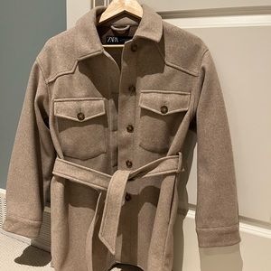 Zara belted shirt jacket, S
